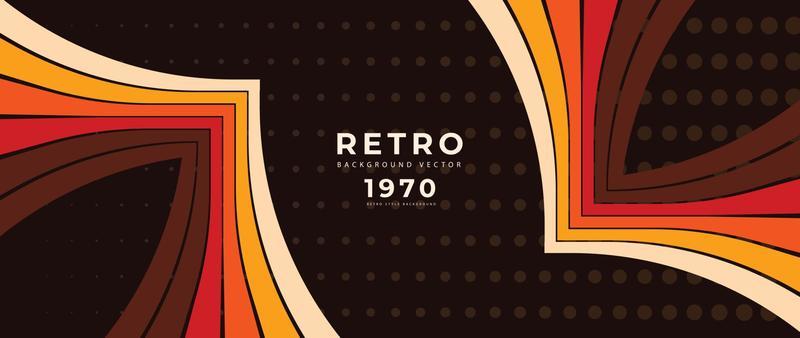 Abstract colorful 70s background vector. Vintage retro style wallpaper with sunset stripes, line, grunge. 1970 color illustrated design suitable for poster, banner, decorative, wall art.