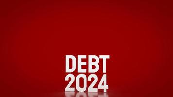 The text debt 2024 on red background for Business concept 3d rendering photo