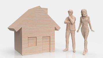 The home wood and figure on white background for property or estate concept 3d rendering photo