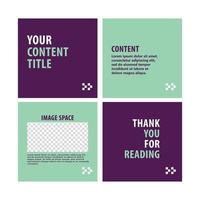 Purple and egg blue carousel social media post. Four pages microblog content template. Suitable for commerce, explanation, internet advertising, and promotion media. vector