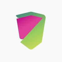 Green and magenta simple artistic shield logo. Suitable for brand, apps, product, business, and event. vector