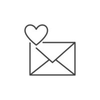 Envelope with Heart vector Email Like Button concept line icon