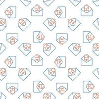 EUR Money in Envelope vector Salary concept line seamless pattern