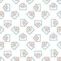 EUR Money in Envelope vector Salary concept line seamless pattern