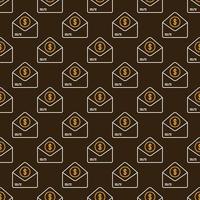 Dollar Coin in Envelope vector concept line brown seamless pattern