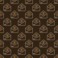 Dollar Coin in Envelope vector concept line brown seamless pattern