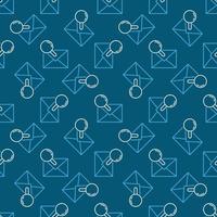 Envelope and Magnifying Glass vector outline seamless pattern