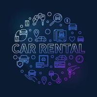 Car Rental modern round banner - Rent a Vehicle vector circular blue line illustration
