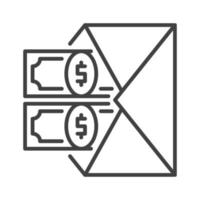 Two Dollar Banknotes in Envelope vector Bribe concept line icon