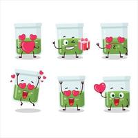 Green potion cartoon character with love cute emoticon vector