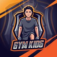 Gym kids mascot logo design vector