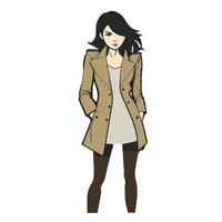 Mysterious Girl in a Trench Coat vector