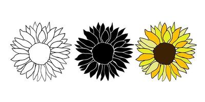 Sunflower head flower set vector