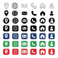 Contact details Icon set square. Set of contact us icons. Vector illustration. Address icon for web . Contact details icon circle