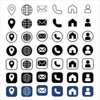 Set of contact us icons. Vector illustration , Address icon for web , Contact details icon square and circle  , Contact details Icon set for circle and square.