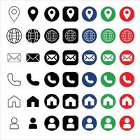 Set of contact us icons. Vector illustration . Address icon for web . Contact details icon square. Contact details Icon set circle