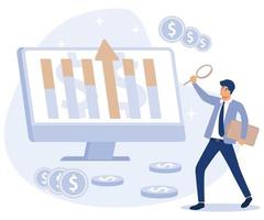 Corporate profit concept,  Financial management system, net income calculating, KPI success measurement, company growth, budget planning, flat vector modern illustration