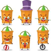 Cartoon character of halloween bucket with various circus shows vector