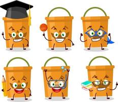 School student of halloween bucket cartoon character with various expressions vector