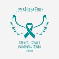 Banner with Cervical Cancer Awareness Realistic Ribbon. Design Template for Websites Magazines vector