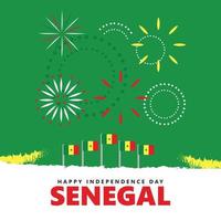 Senegal independence day vector illustration with national flag and fireworks. Suitable for social media post.