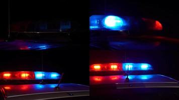 polis lampor i blinkande på natt video