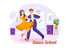 Dance School Illustration of People Dancing or Choreography with Music Equipment in Studio in Flat Cartoon Hand Drawn Landing Page Templates vector