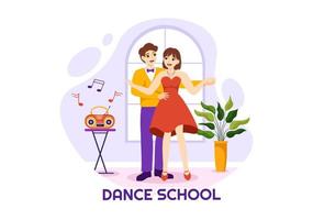 danza colegio ilustración de personas bailando o coreografía con música equipo en estudio en plano dibujos animados mano dibujado aterrizaje página plantillas vector