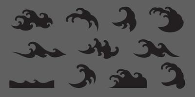 oriental japanese waves pattern silhouette shape vector illustration