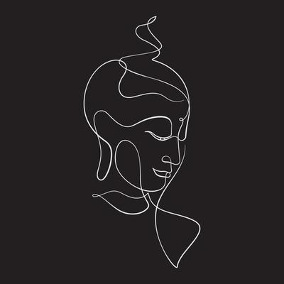 buddha face portrait line art decoration