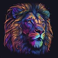 Lion in neon colors. . photo