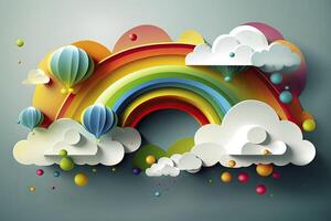 Rainbow background. Paper art. . photo