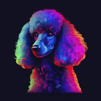 caniche en neón colores. generativo ai. foto