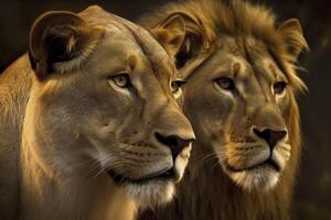 Lion and lioness. . photo