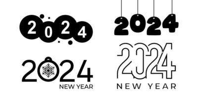 2024 new year logo text design set. 2024 number design template. Calendar simple icon vector