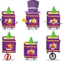 Cartoon character of magic book with various circus shows vector