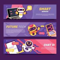 Fun Futuristic Chat Ai Horizontal Banner vector