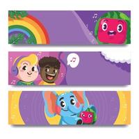 Fun Colorful Kids Entertainment Character Banner vector