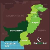 mapa de Pakistán con rodeando fronteras vector