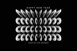 Happy New Year 2024 Flip text effect isolated on black background, Folding or turning paper effect 2024 Vector Illustration graphic, new year figures typography, year of the dragon