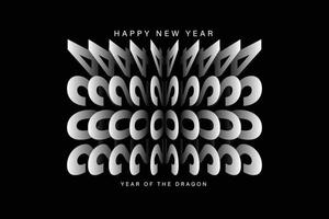 Happy New Year 2024 Flip text effect isolated on black background, Folding or turning paper effect 2024 Vector Illustration graphic, new year figures typography, year of the dragon