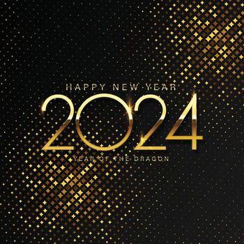 2024 Happy New Year and Merry Christmas Abstract shiny color gold circle design element vector