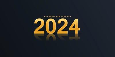 2024 feliz año nuevo diseño elegante - ilustración vectorial de números de logotipo dorado 2024 sobre fondo negro - tipografía perfecta para 2024 guardar la fecha diseños de lujo y celebración de año nuevo. vector