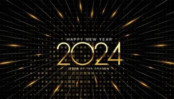 2024 Happy New Year elegant design - vector illustration of golden 2024 logo numbers on black background - perfect typography for 2024 save the date luxury designs and new year celebration.