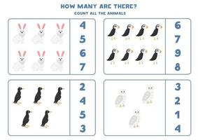 Count all Arctic animals and circle the correct answers. vector