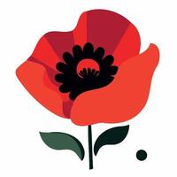 One red poppy flower vector