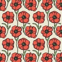 Red poppy flowers background vector