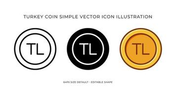 Turkey Lira Coin Simple Vector Icon Illustration