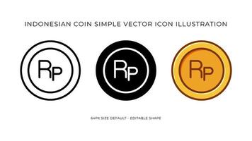 Indonesian Rupiah Coin Simple Vector Icon Illustration