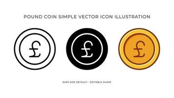 Pound Coin Simple Vector Icon Illustration